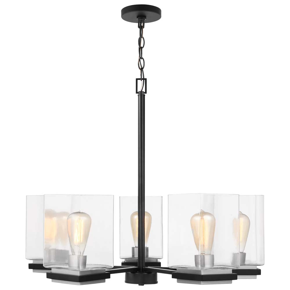 Crossroads 5-Light Chandelier Matte Black with Clear Glass