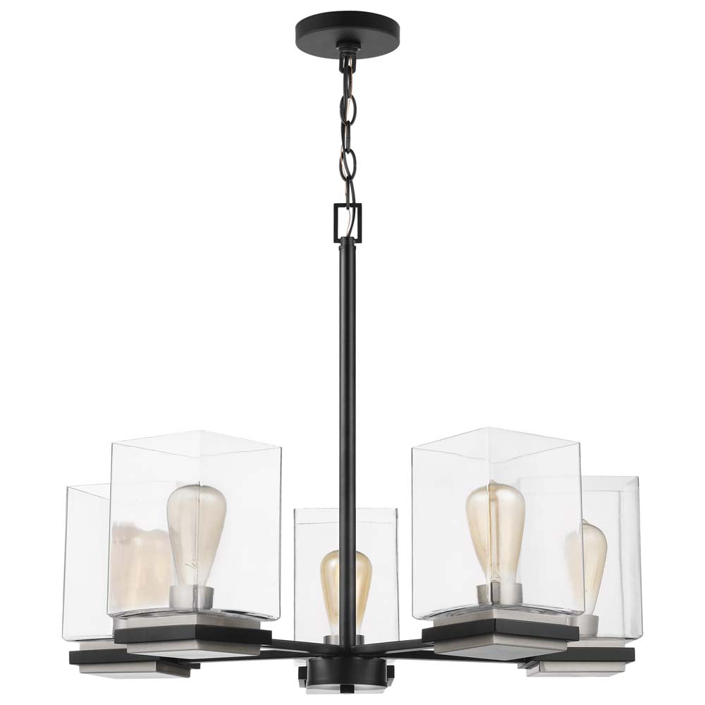 Crossroads 5-Light Chandelier Matte Black with Clear Glass