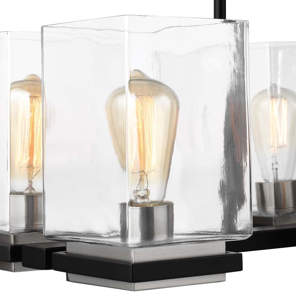 Crossroads 6-Light Island Pendant Matte Black with Clear Glass