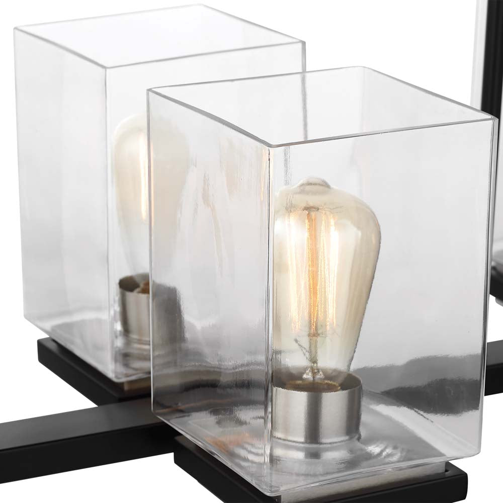 Crossroads 6-Light Island Pendant Matte Black with Clear Glass