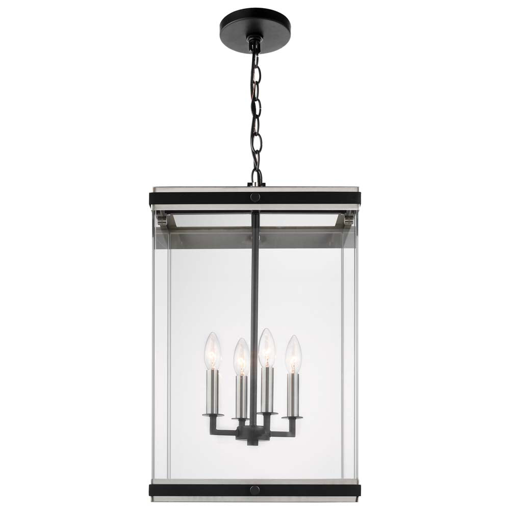 Crossroads 4-Light Foyer Pendant Matte Black with Clear Glass