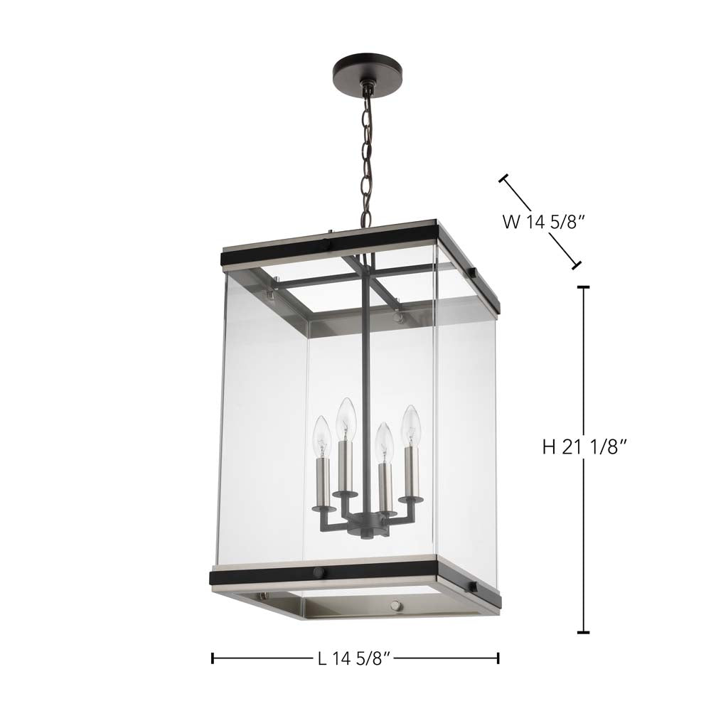 Crossroads 4-Light Foyer Pendant Matte Black with Clear Glass