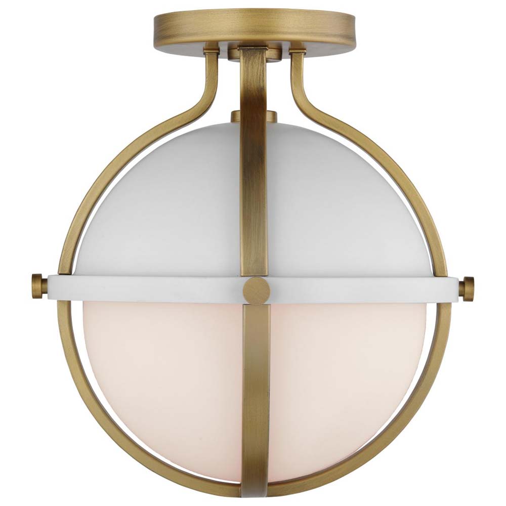 Lincoln 60w 1-Light Semi Flush Mount Opal Glass E26 Base Matte White Finish