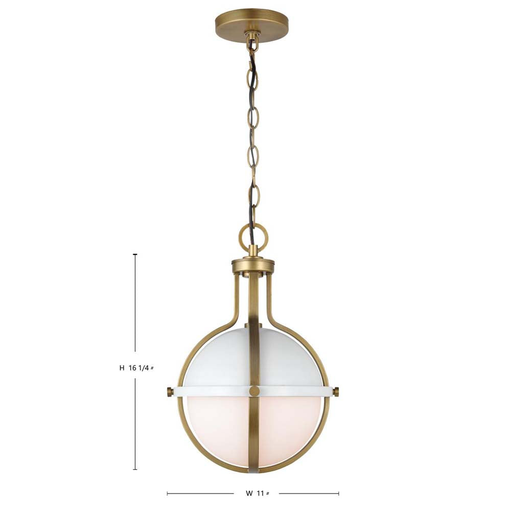 Lincoln Medium Pendant E26 Base 60w Matte White Finish White Opal Glass