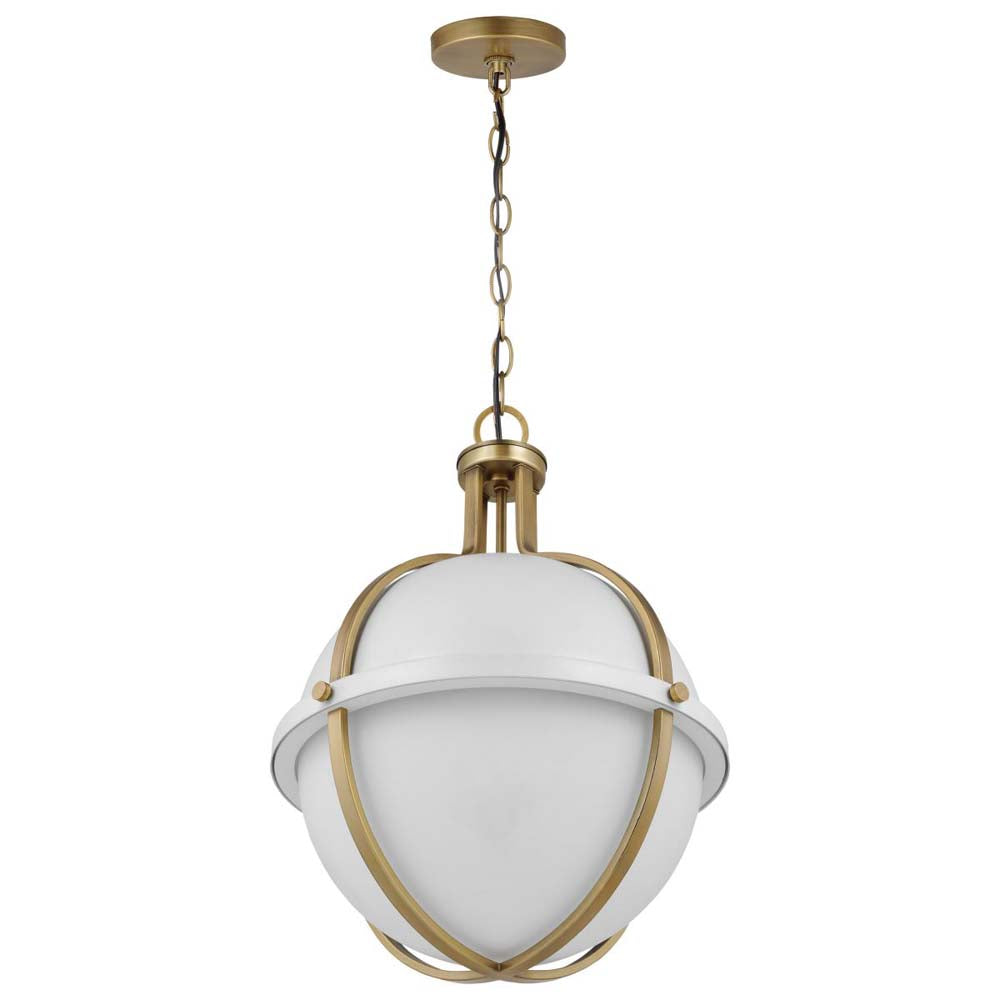Lincoln Large Pendant E26 Base 60w Matte White Finish White Opal Glass