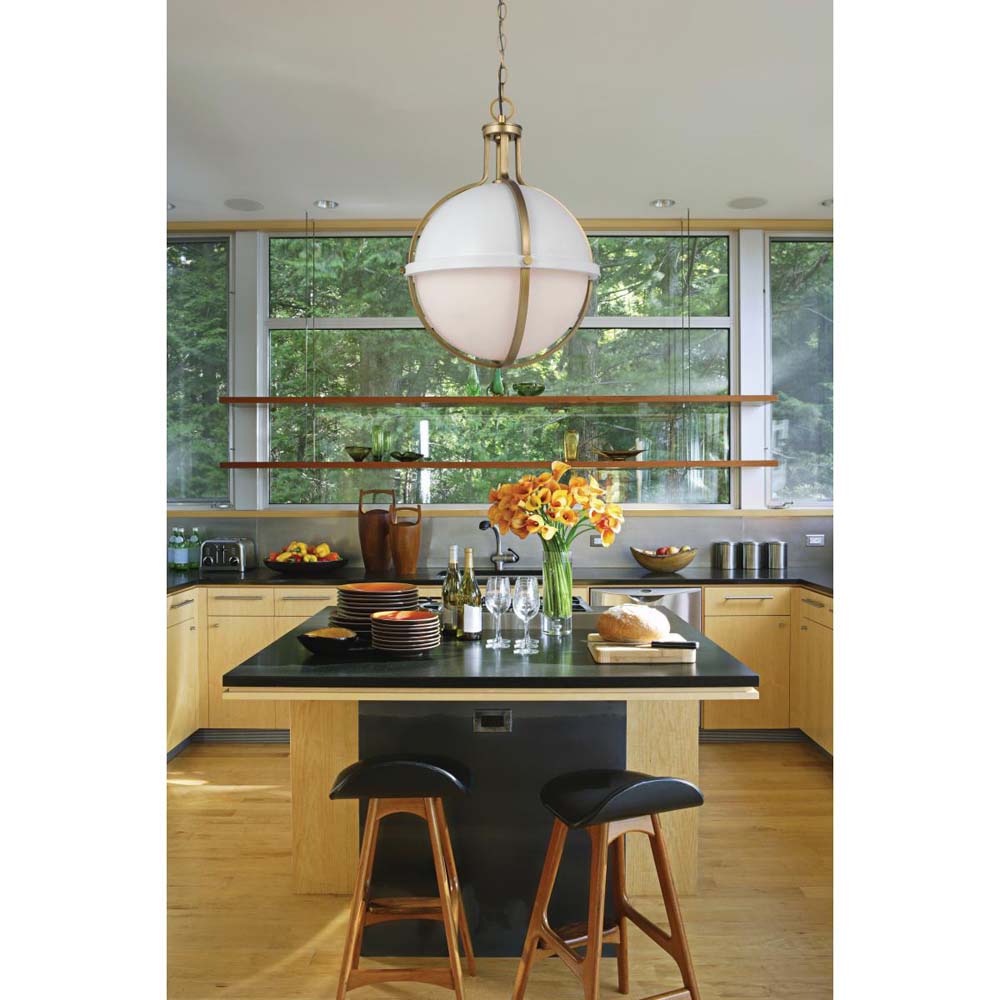 Lincoln Large Pendant E26 Base 60w Matte White Finish White Opal Glass