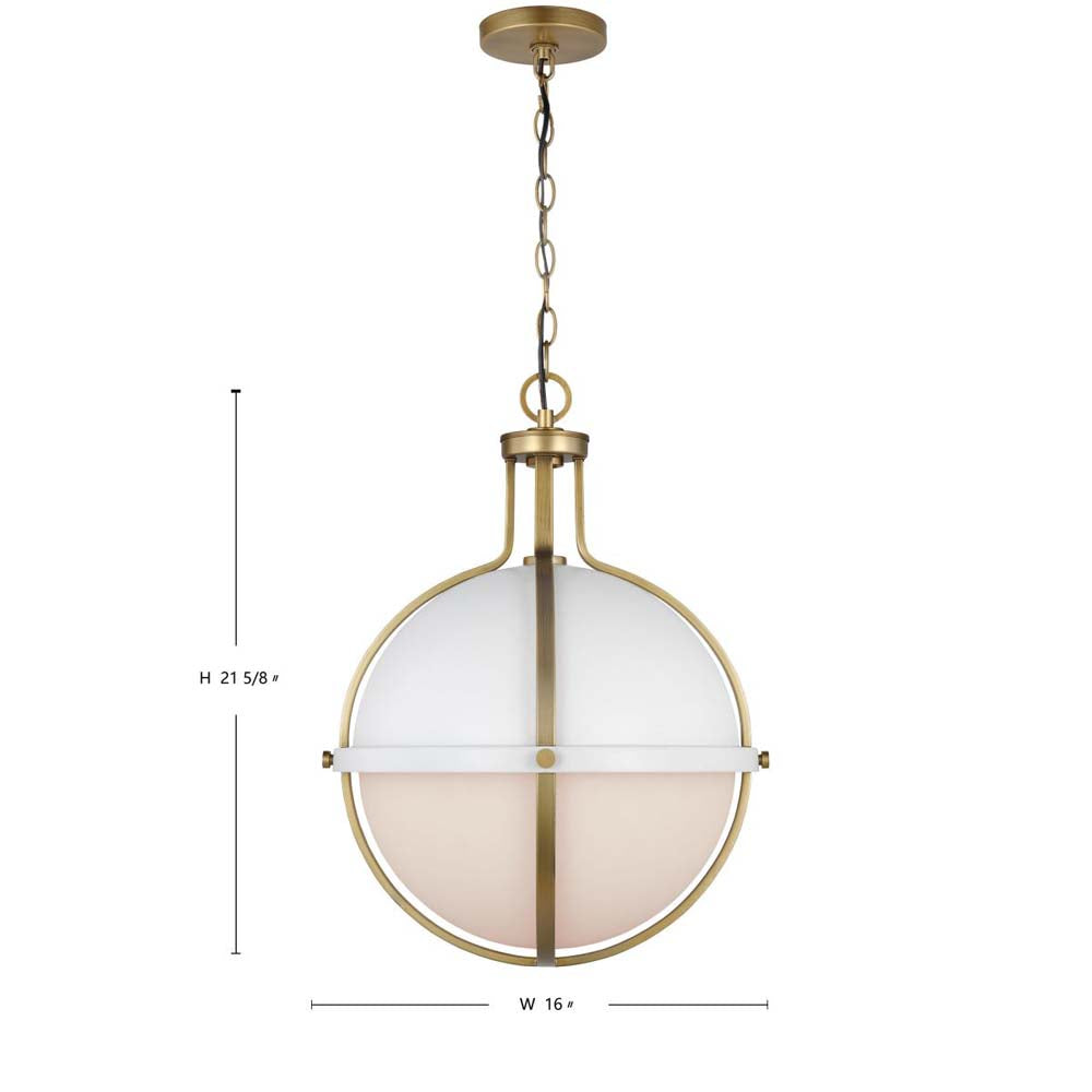 Lincoln Large Pendant E26 Base 60w Matte White Finish White Opal Glass