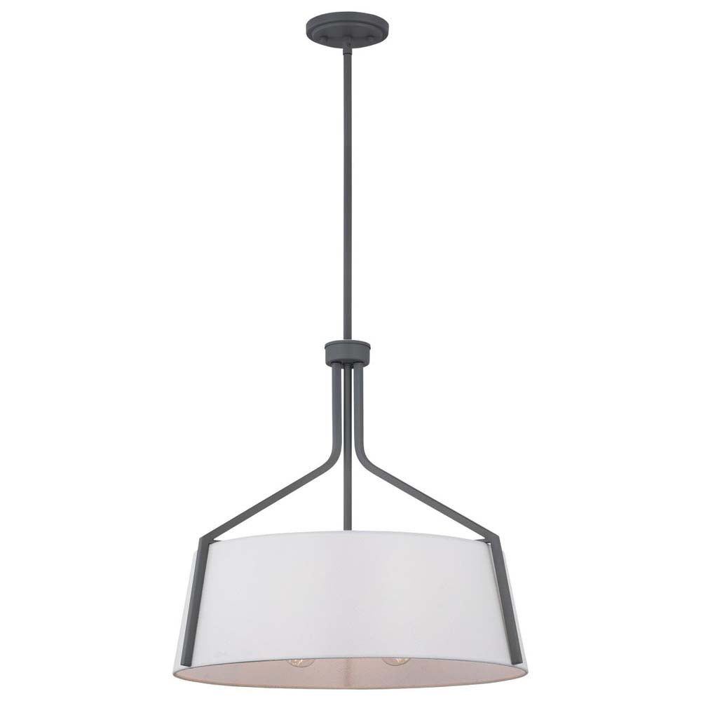 Livingston 4-Light Pendant E26 Base 60w Putty Grey Finish White Fabric Shade