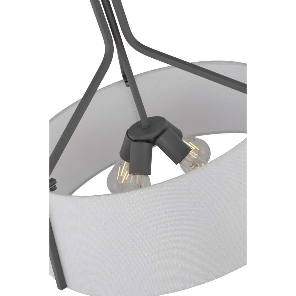 Livingston 4-Light Pendant E26 Base 60w Putty Grey Finish White Fabric Shade