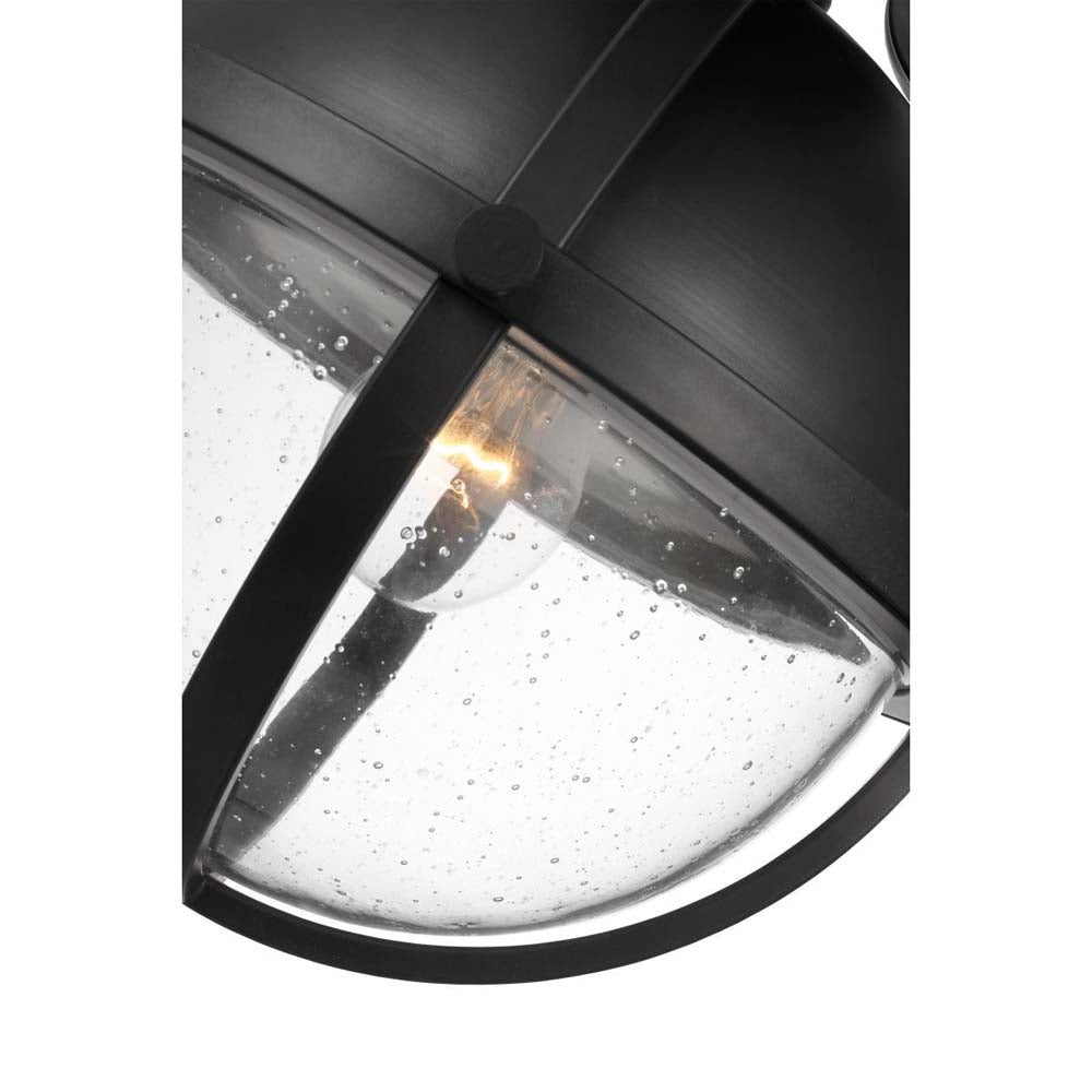 Lincoln 60w 1-Light Semi Flush Mount Clear Seeded Glass E26 Base Black Finish