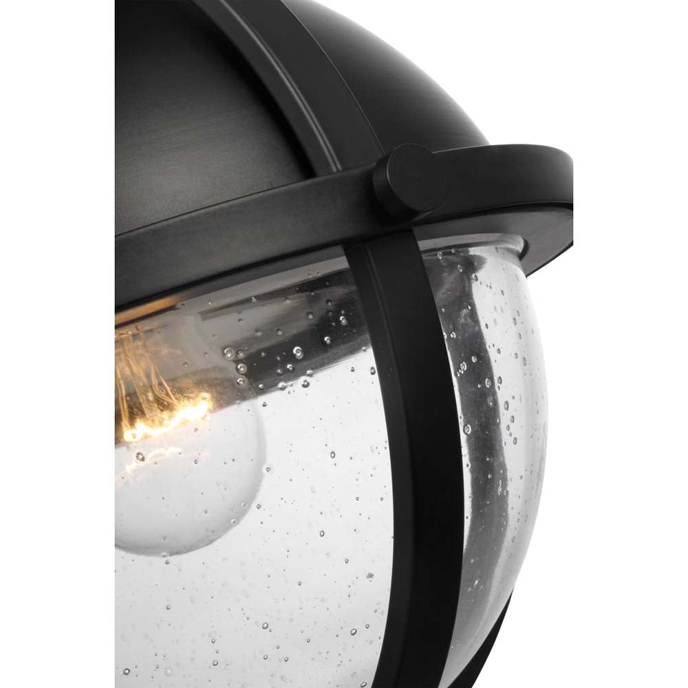 Lincoln 60w 1-Light Semi Flush Mount Clear Seeded Glass E26 Base Black Finish