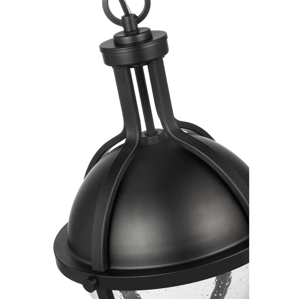 Lincoln Medium Pendant E26 Base 60w Matte Black Finish Clear Seeded Glass