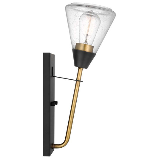 Starlight Wall Sconce E26 Base 60w Matte Black Finish Clear Seeded Glass