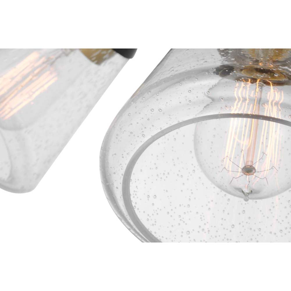 Starlight 60w 3-Light Semi Flush Clear Seeded Glass Mount E26 Base Black Finish