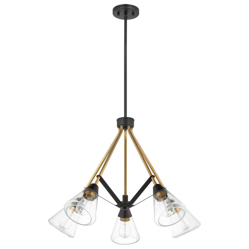 Starlight 60w 5-Light Chandelier Clear Seeded Glass E26 Base Matte Black Finish