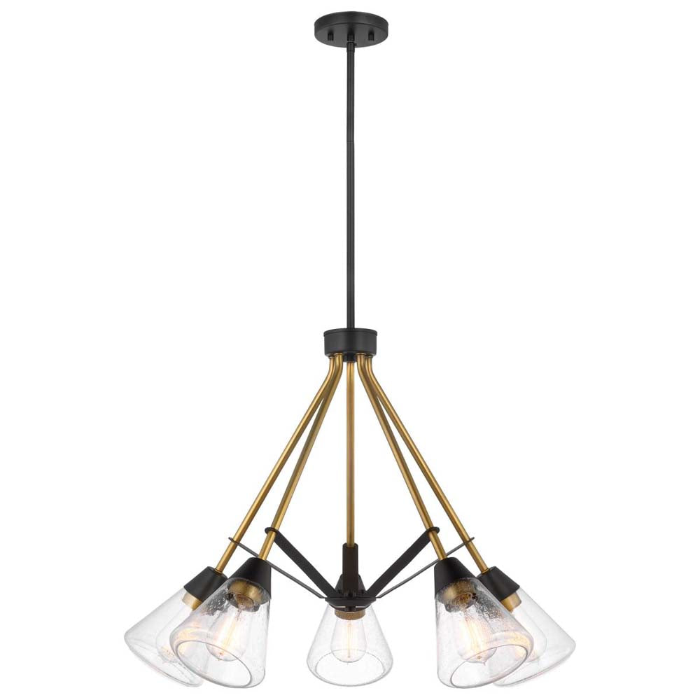 Starlight 60w 5-Light Chandelier Clear Seeded Glass E26 Base Matte Black Finish