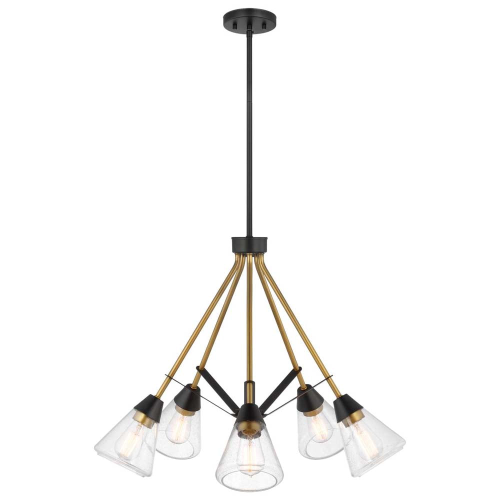 Starlight 60w 5-Light Chandelier Clear Seeded Glass E26 Base Matte Black Finish