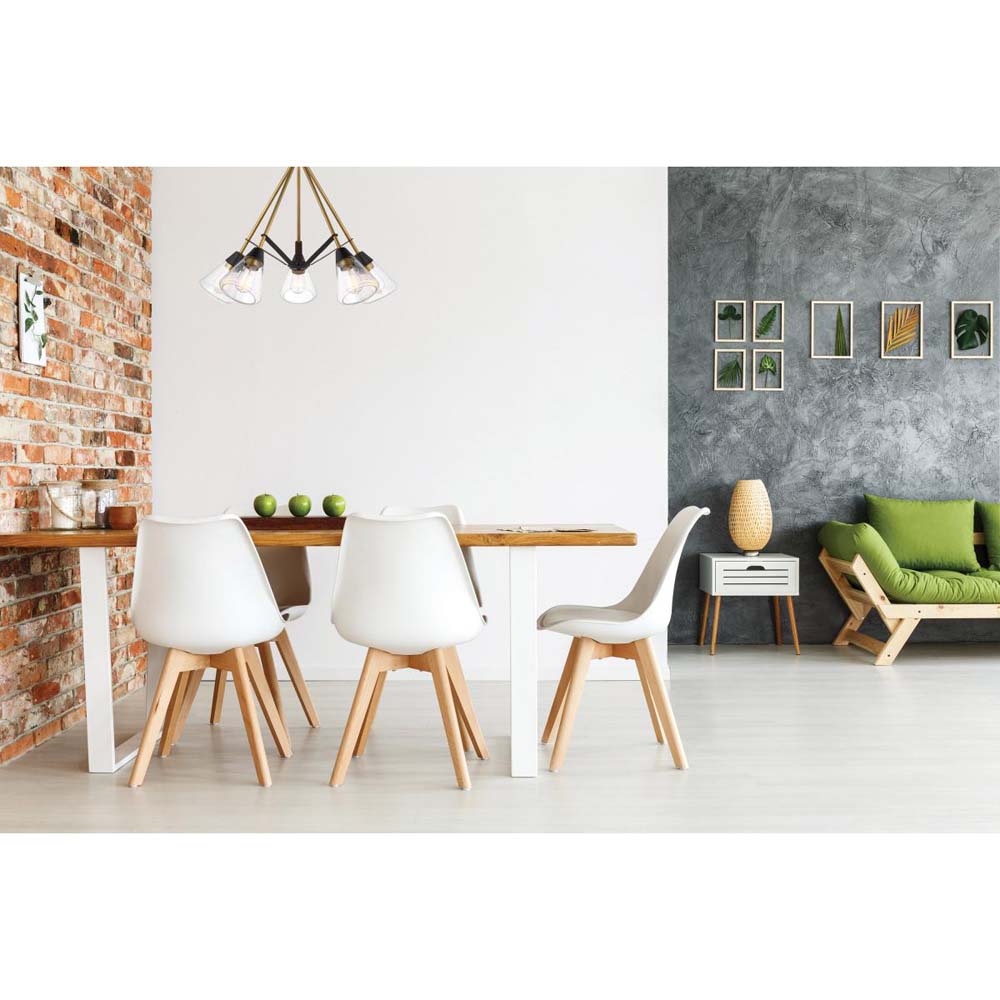 Starlight 60w 5-Light Chandelier Clear Seeded Glass E26 Base Matte Black Finish