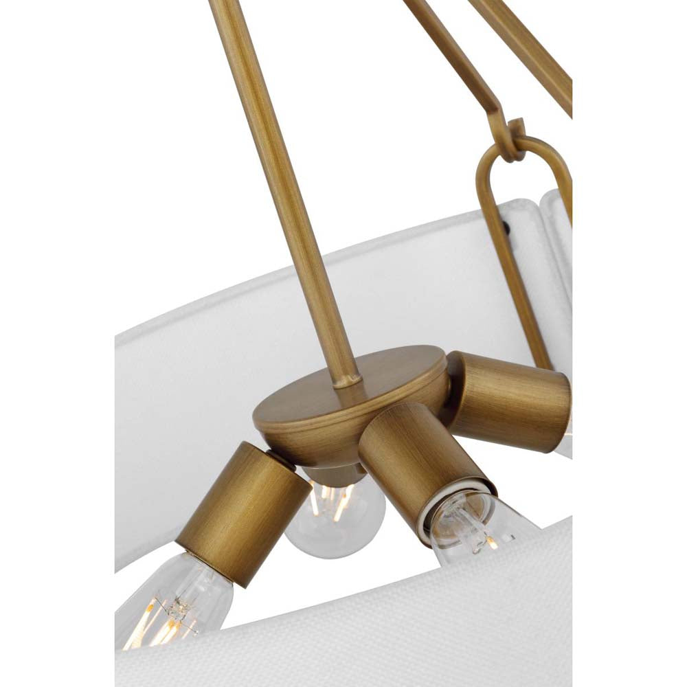 Halter 4-Light Pendant E26 Base 60wNatural Brass Finish White Fabric Shade