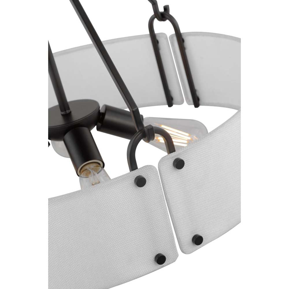 Halter 4-Light Pendant E26 Base 60w Matte Black Finish White Fabric Shade