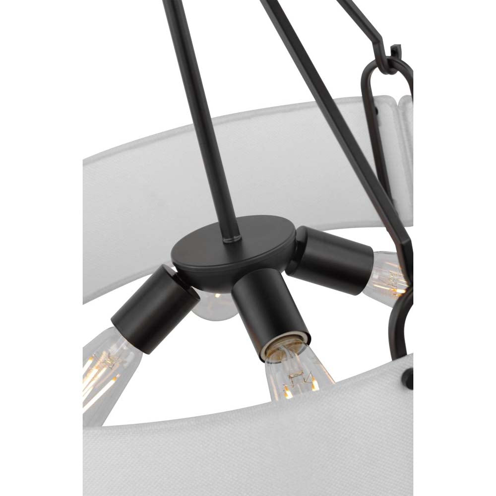 Halter 4-Light Pendant E26 Base 60w Matte Black Finish White Fabric Shade