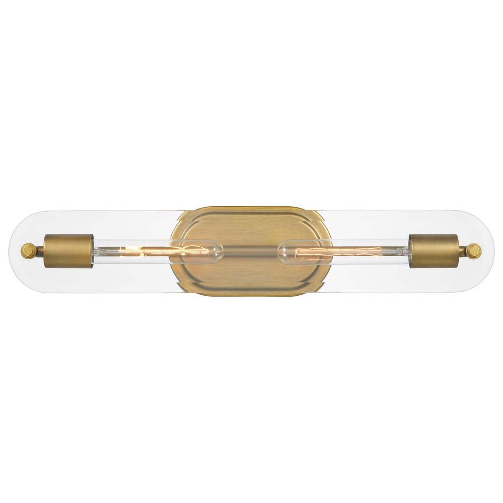 Teton 2-Light Vanity E26 Base 60w Natural Brass Finish Clear Beveled Glass