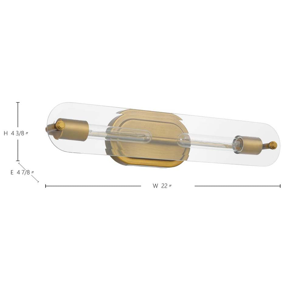 Teton 2-Light Vanity E26 Base 60w Natural Brass Finish Clear Beveled Glass