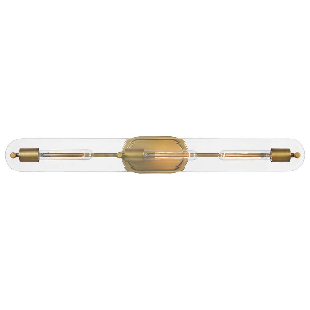 Teton 3-Light Vanity E26 Base 60w Natural Brass Finish Clear Beveled Glass