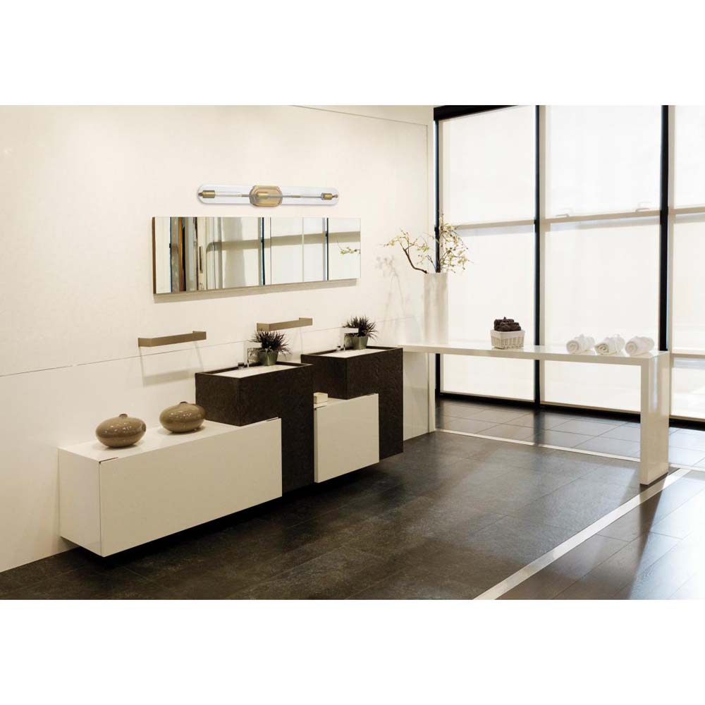 Teton 3-Light Vanity E26 Base 60w Natural Brass Finish Clear Beveled Glass