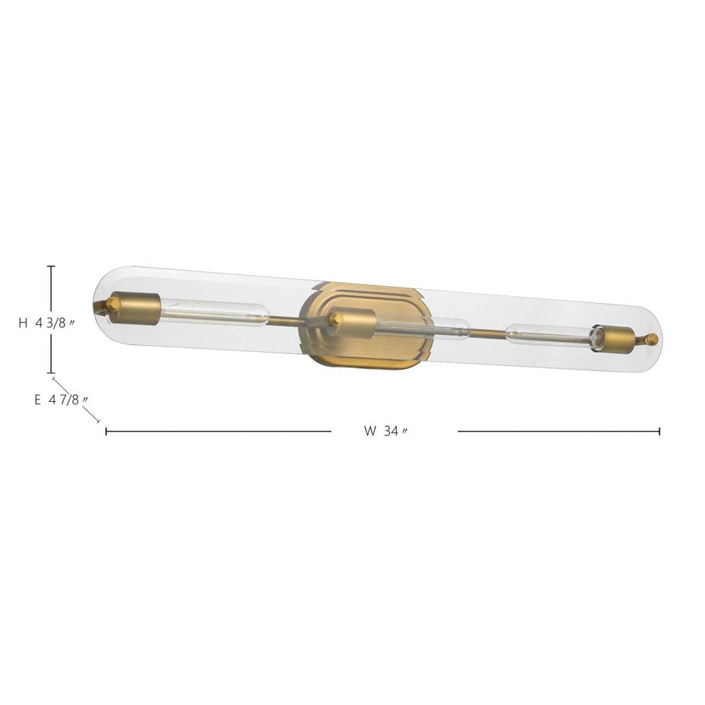 Teton 3-Light Vanity E26 Base 60w Natural Brass Finish Clear Beveled Glass
