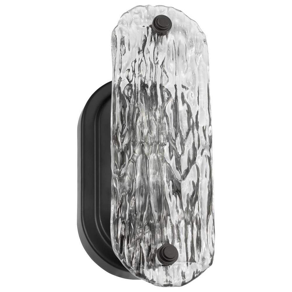 Glacier Vanity E26 Base 60w Matte Black Finish Ice Glass