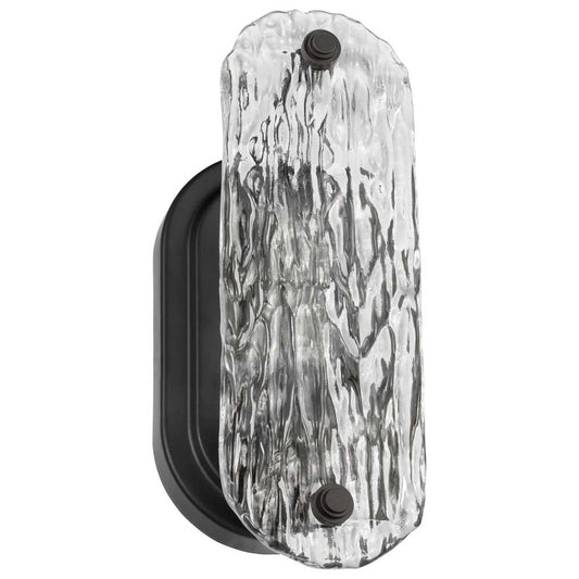 Glacier Vanity E26 Base 60w Matte Black Finish Ice Glass