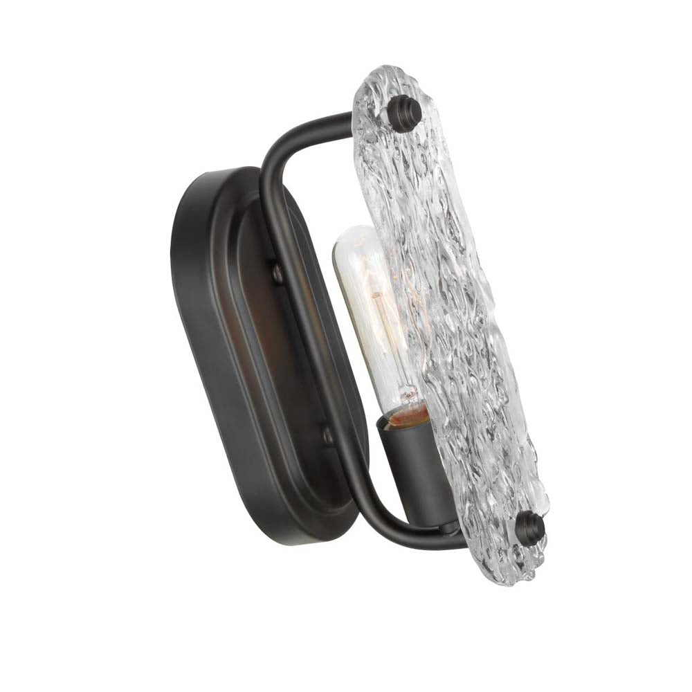 Glacier Vanity E26 Base 60w Matte Black Finish Ice Glass