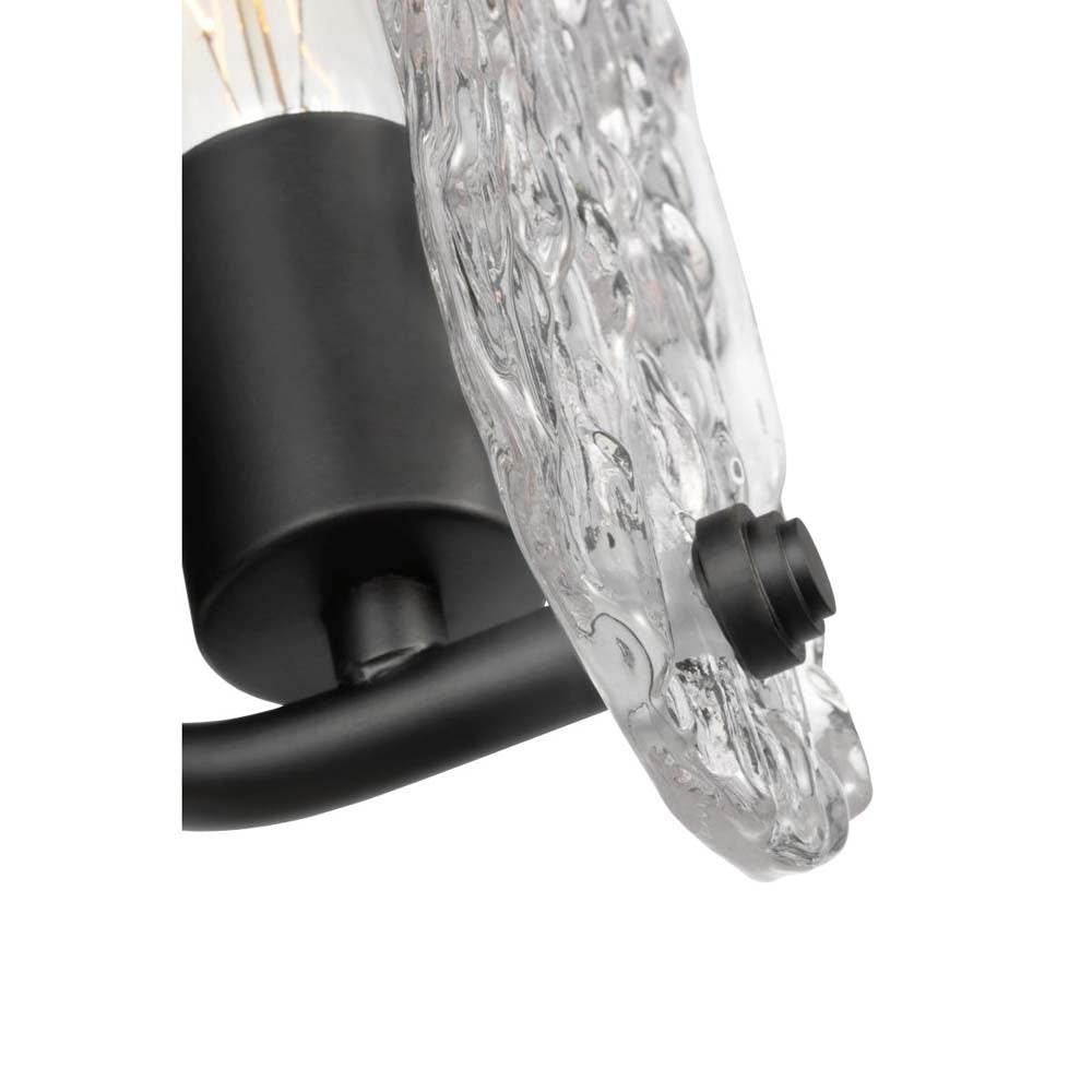 Glacier Vanity E26 Base 60w Matte Black Finish Ice Glass
