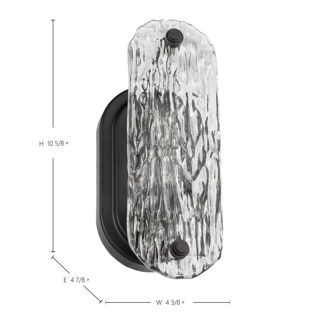 Glacier Vanity E26 Base 60w Matte Black Finish Ice Glass