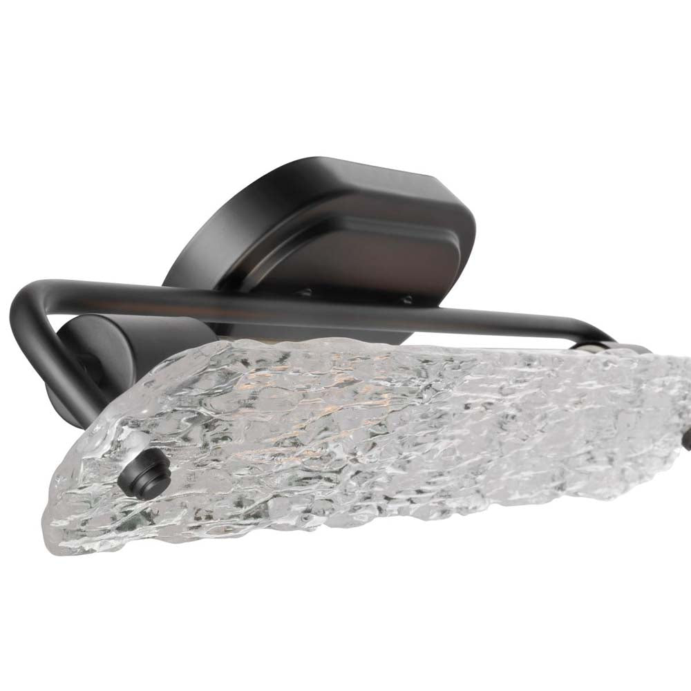 Glacier 2-Light Vanity E26 Base 60w Matte Black Finish Ice Glass