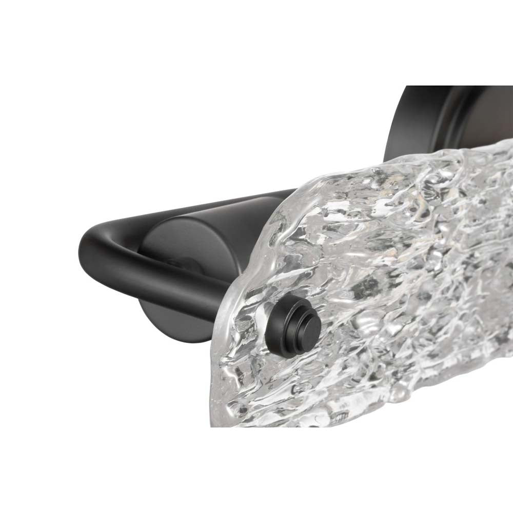 Glacier 3-Light Vanity E26 Base 60w Matte Black Finish Ice Glass