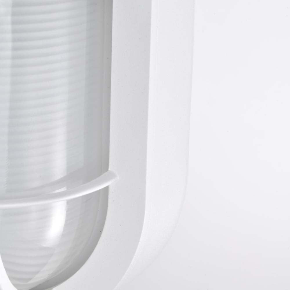 LED Small Oval Bulk Head Fixture White Finish w/ White Glass