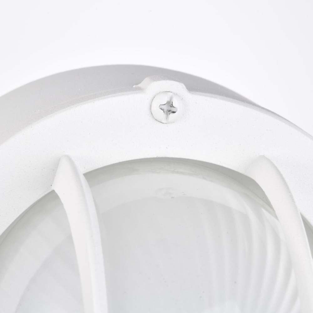 LED Small Oval Bulk Head Fixture White Finish w/ White Glass