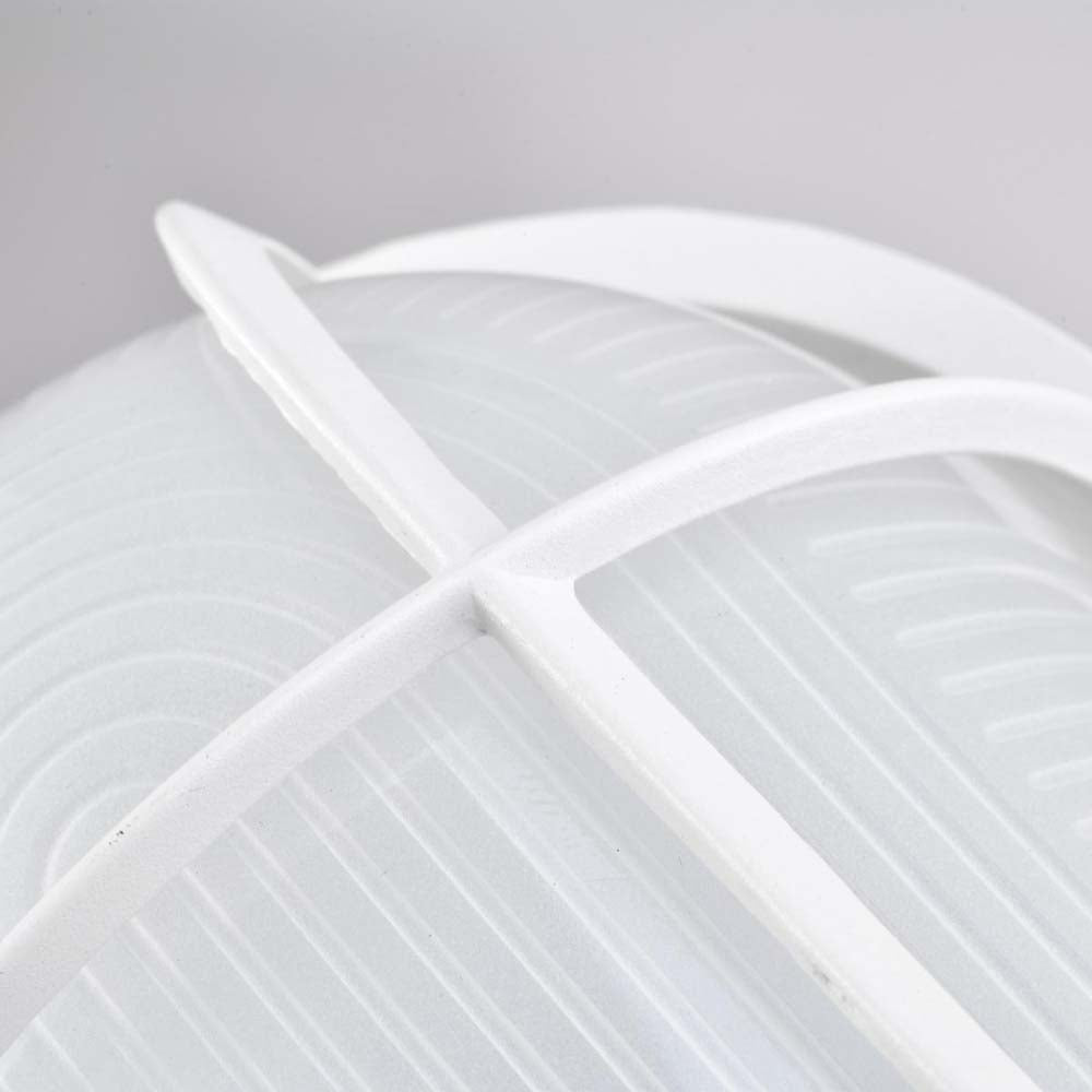 LED Oval Bulk Head Fixture White Finish w/ White Glass