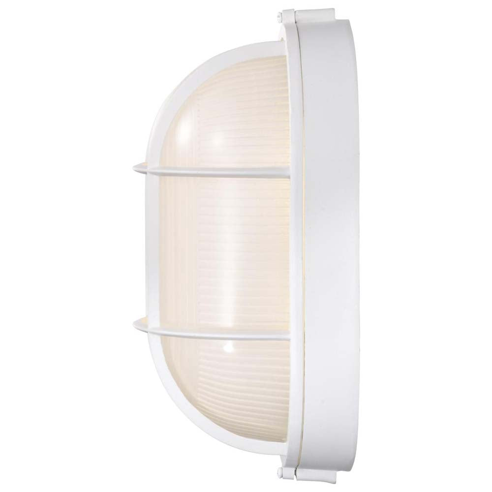 LED Oval Bulk Head Fixture White Finish w/ White Glass