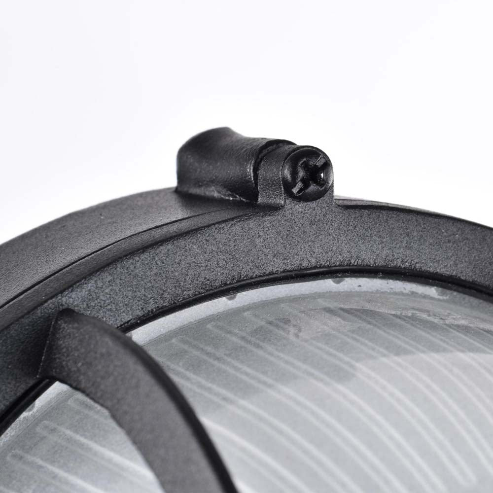 LED Oval Bulk Head Fixture Black Finish w/ White Glass