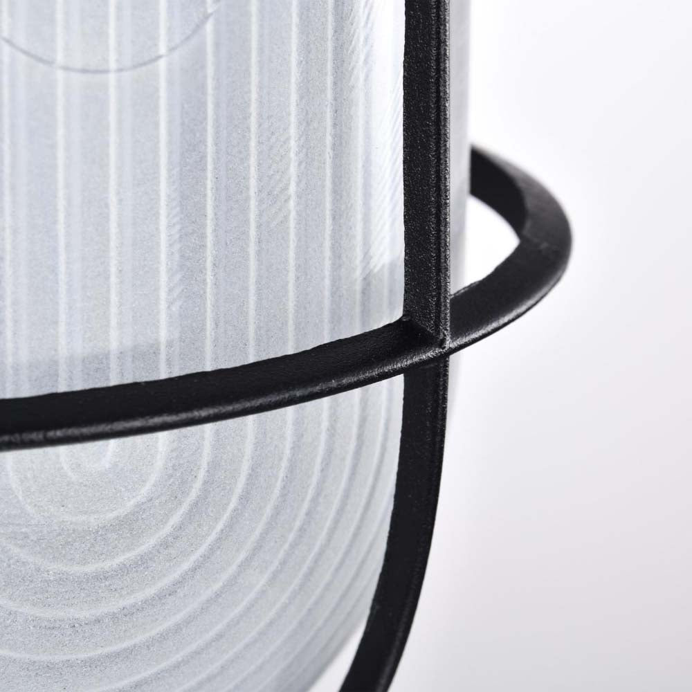 LED Oval Bulk Head Fixture Black Finish w/ White Glass