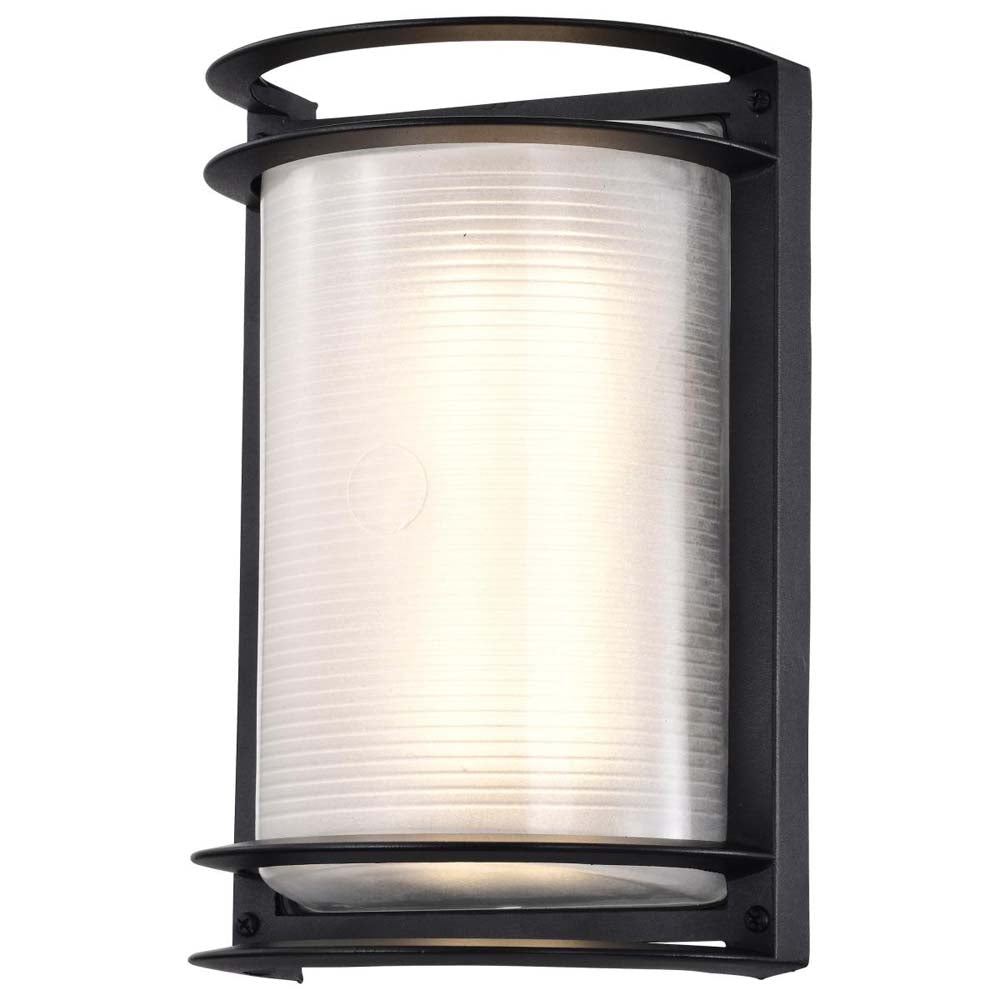 LED Rectangular Bulk Head Fixture Black Finish w/ White Glass