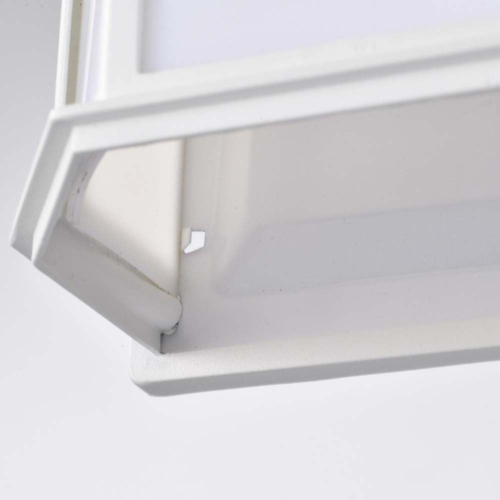 LED Cage Lantern Fixture White Finish w/ White Linen Acrylic