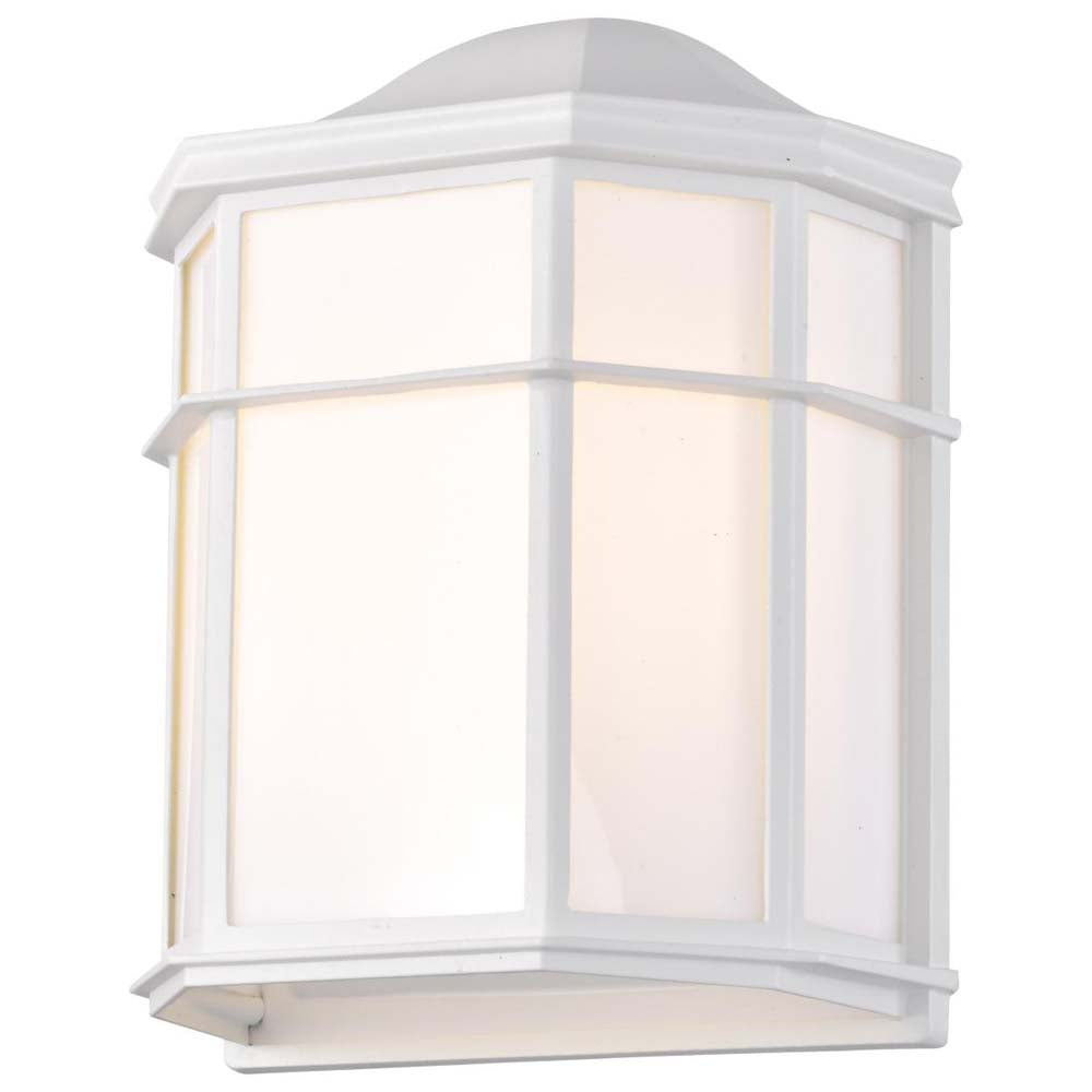 LED Cage Lantern Fixture White Finish w/ White Linen Acrylic