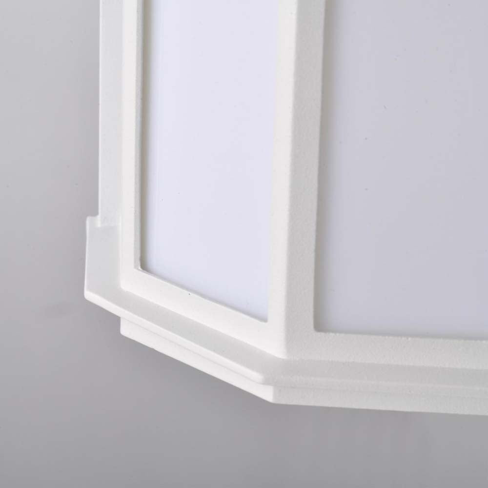 LED Cage Lantern Fixture White Finish w/ White Linen Acrylic