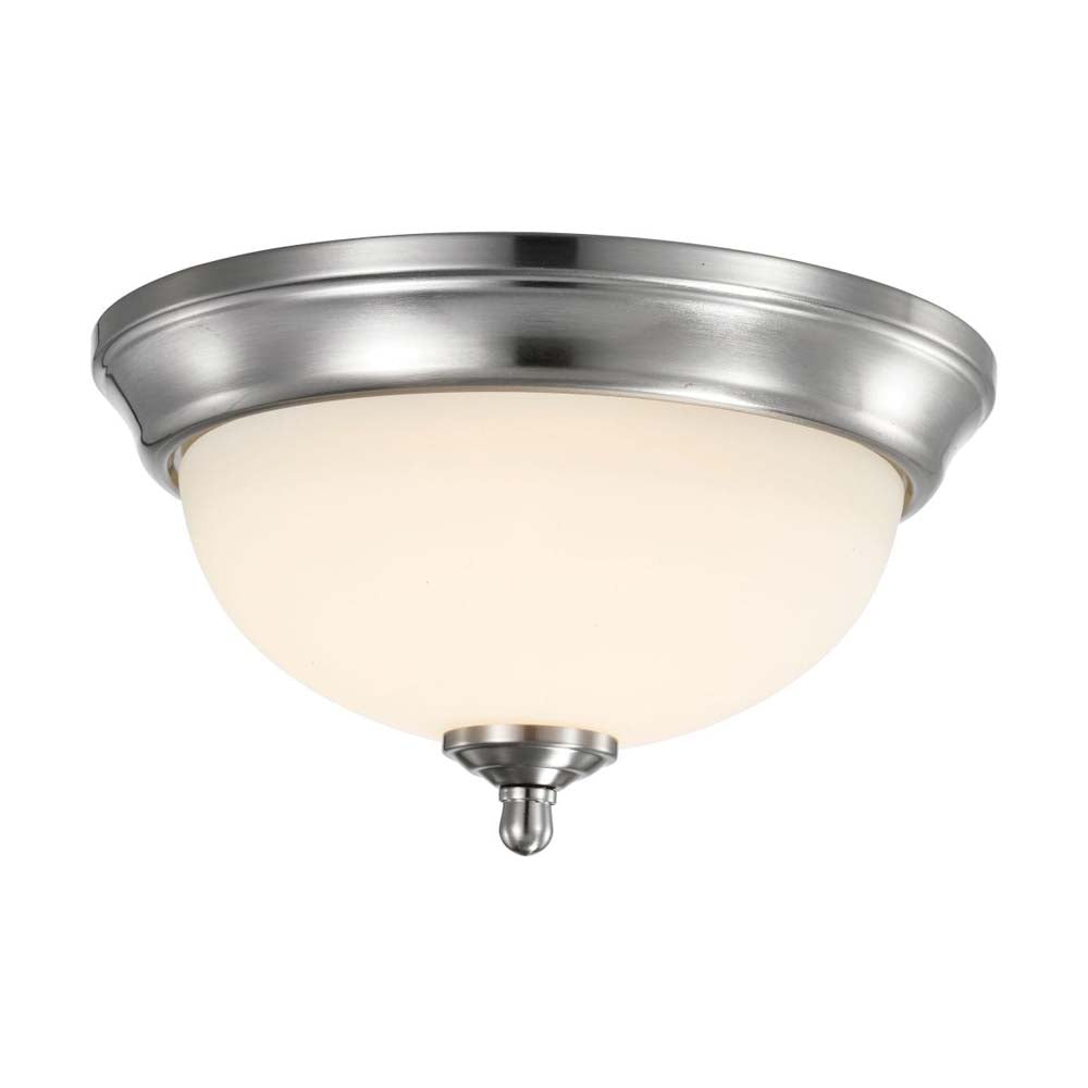 19w 11-in LED Flush Mount Fixture 3000K Dimmable Brushed Nickel Frosted Glass