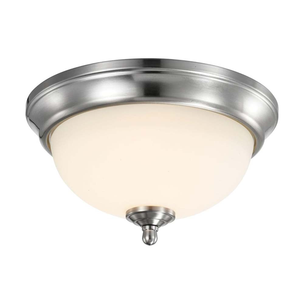 19w 11-in LED Flush Mount Fixture 3000K Dimmable Brushed Nickel Frosted Glass