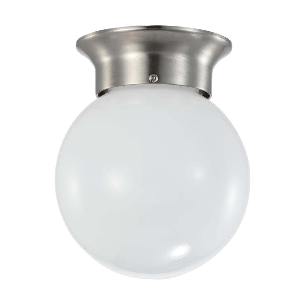 8w 6-in LED Flush Mount Fixture 3000K Dimmable Brushed Nickel Frosted Glass